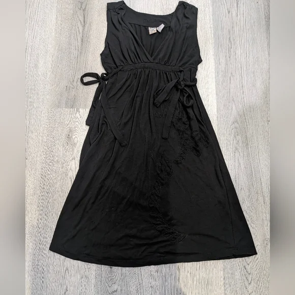 Billabong Retro Y2K Black wrap dress patchwork design Size Large Goth Alt - Picture 1 of 7